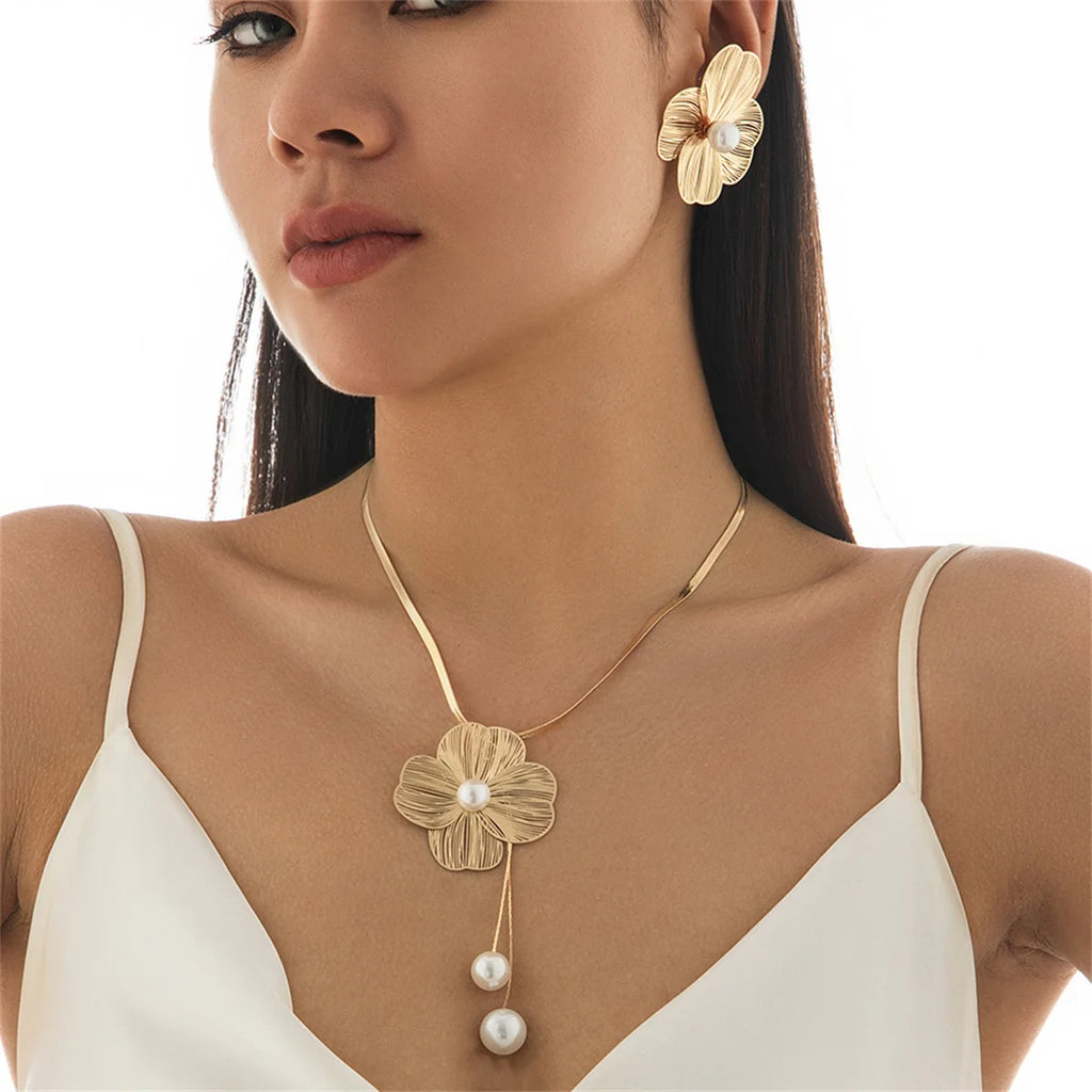 Ensemble Bijoux Romantique Fleur & Perles – Style K-Pop