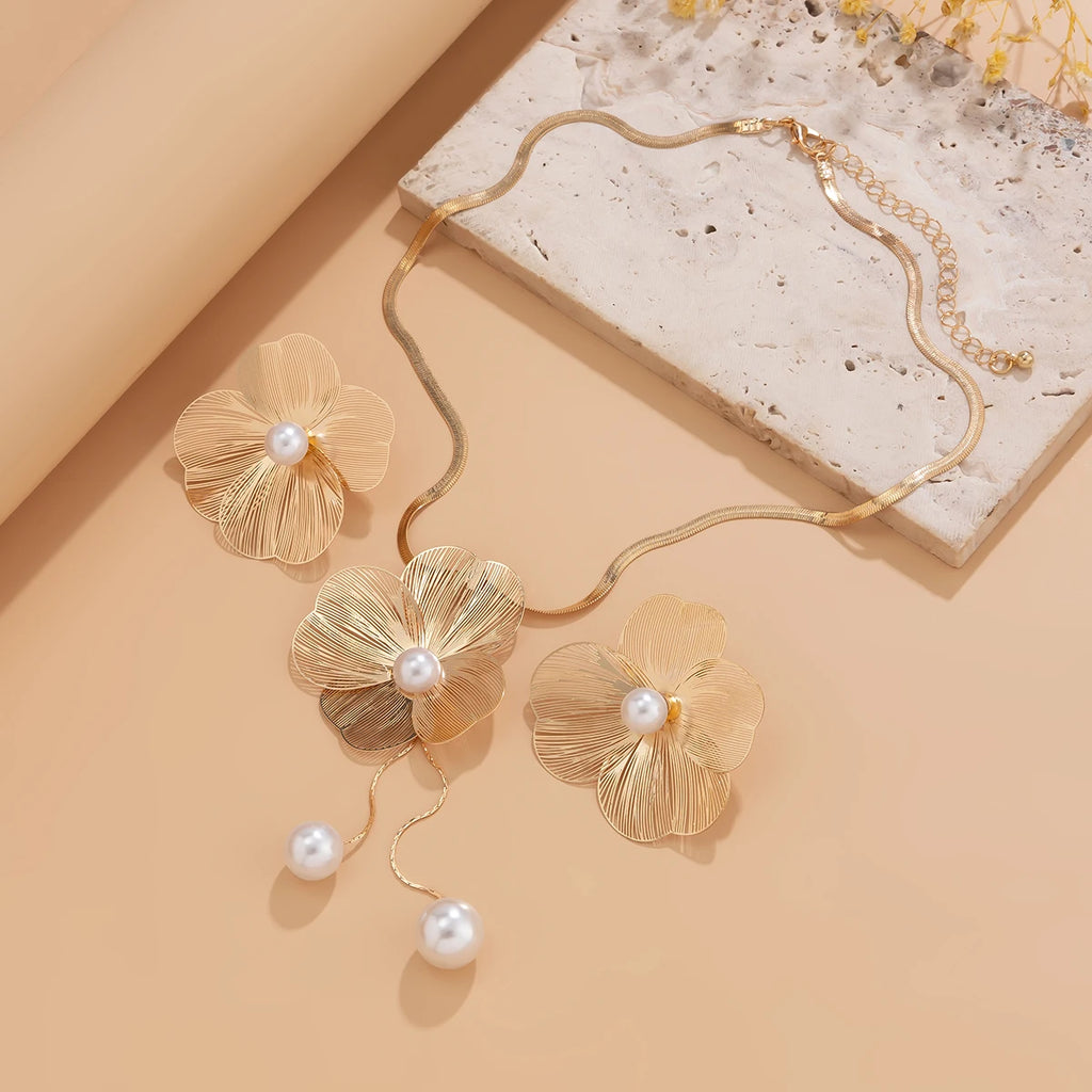 Ensemble Bijoux Romantique Fleur & Perles – Style K-Pop