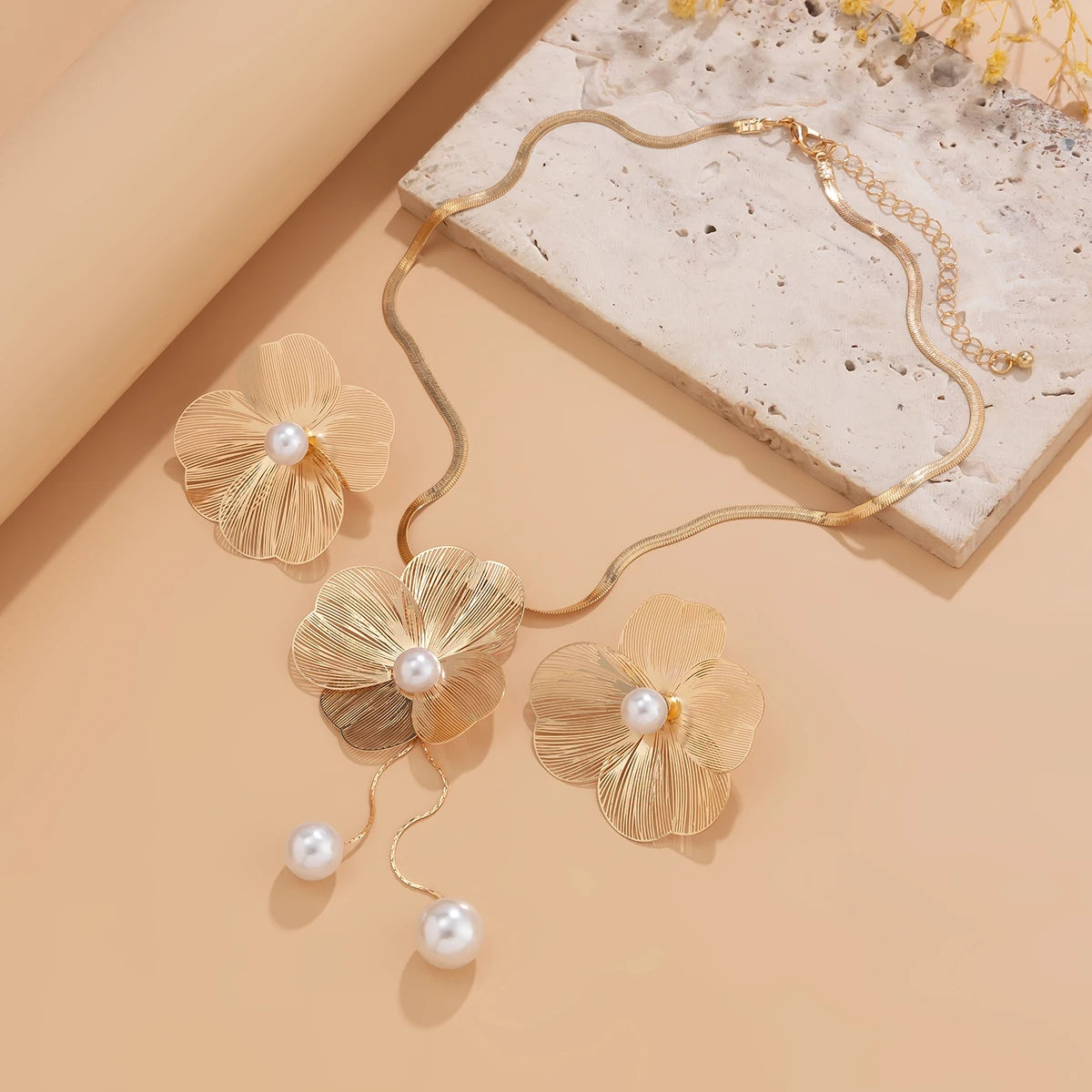 Ensemble Bijoux Romantique Fleur & Perles – Style K-Pop