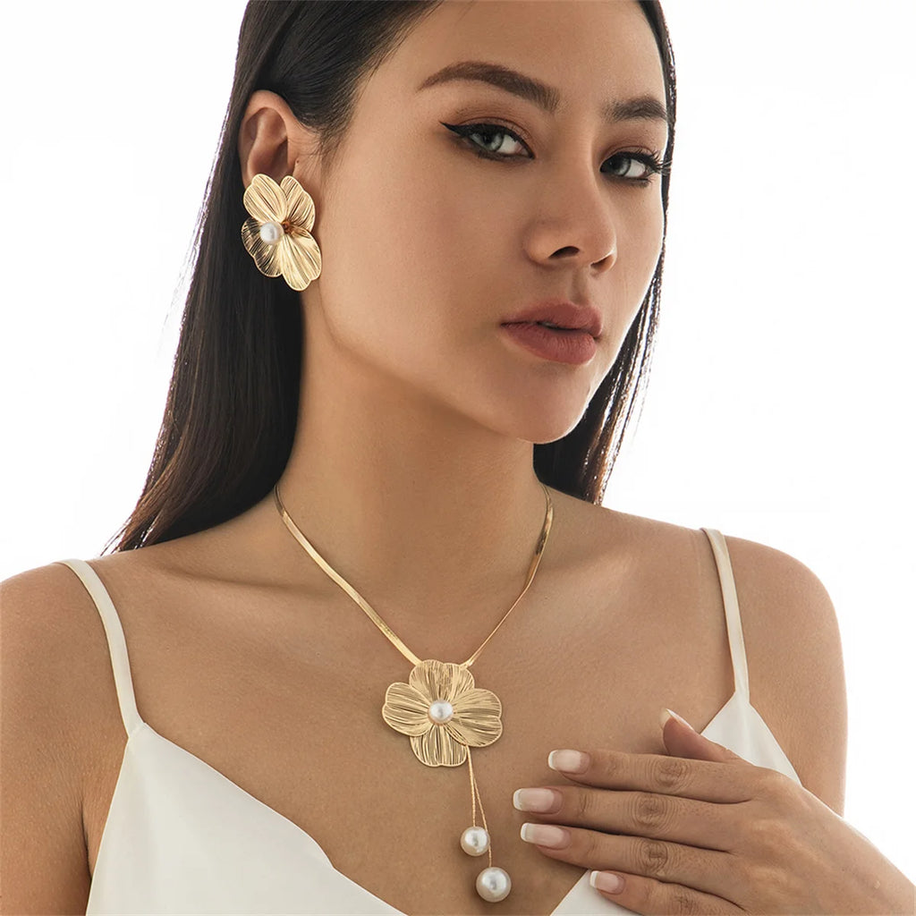 Ensemble Bijoux Romantique Fleur & Perles – Style K-Pop