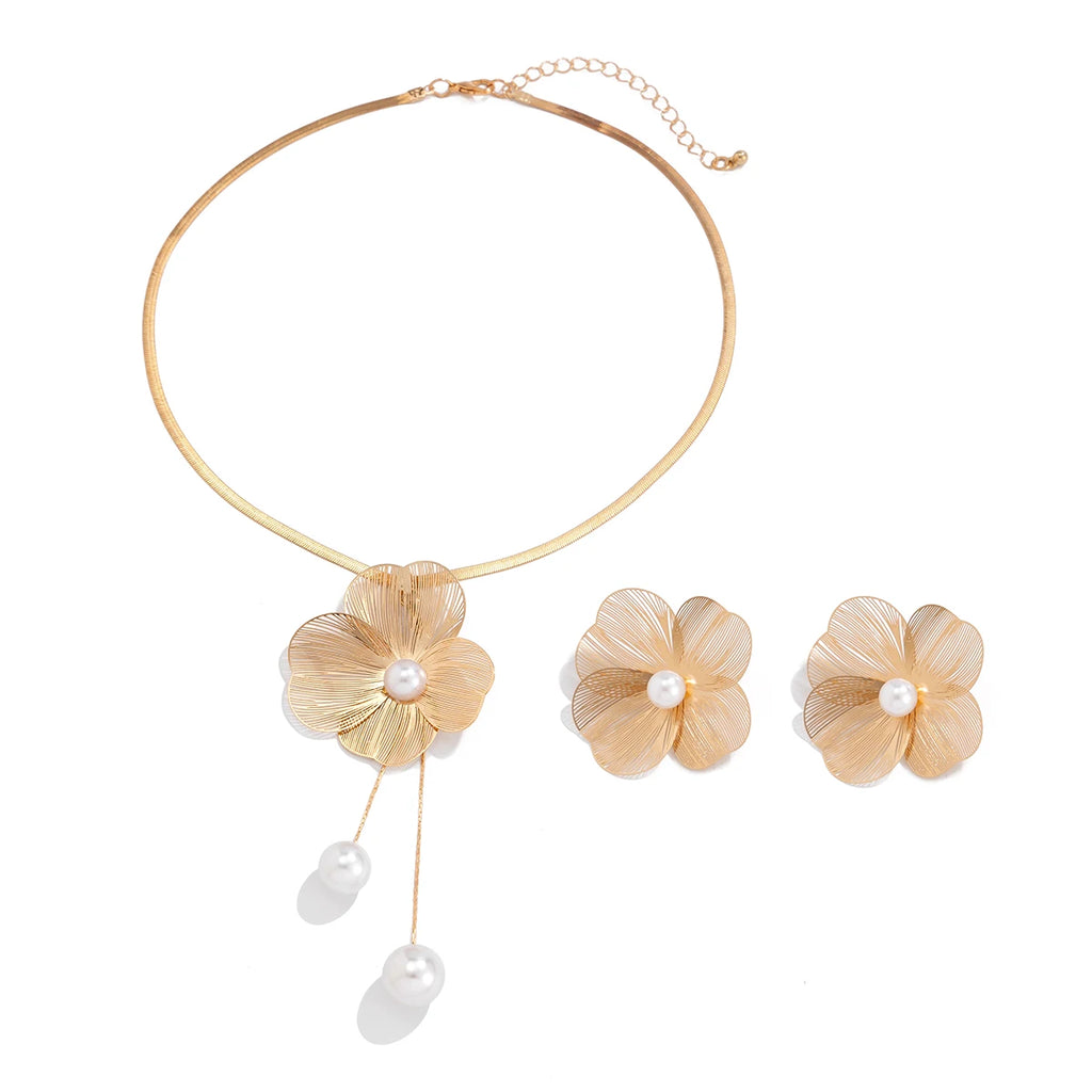 Ensemble Bijoux Romantique Fleur & Perles – Style K-Pop
