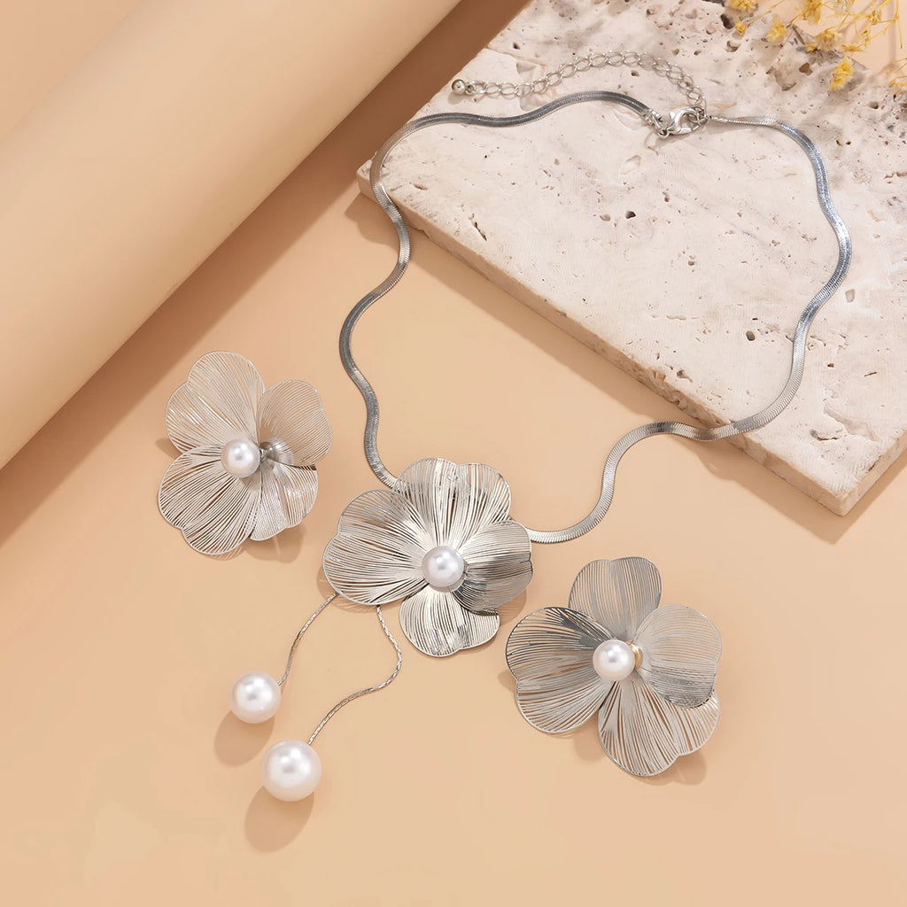 Ensemble Bijoux Romantique Fleur & Perles – Style K-Pop